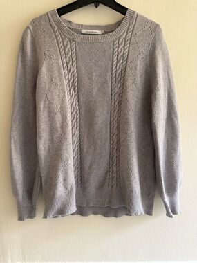 Stitch & Stripe Women's Light Gray Cable Crewneck Sweater